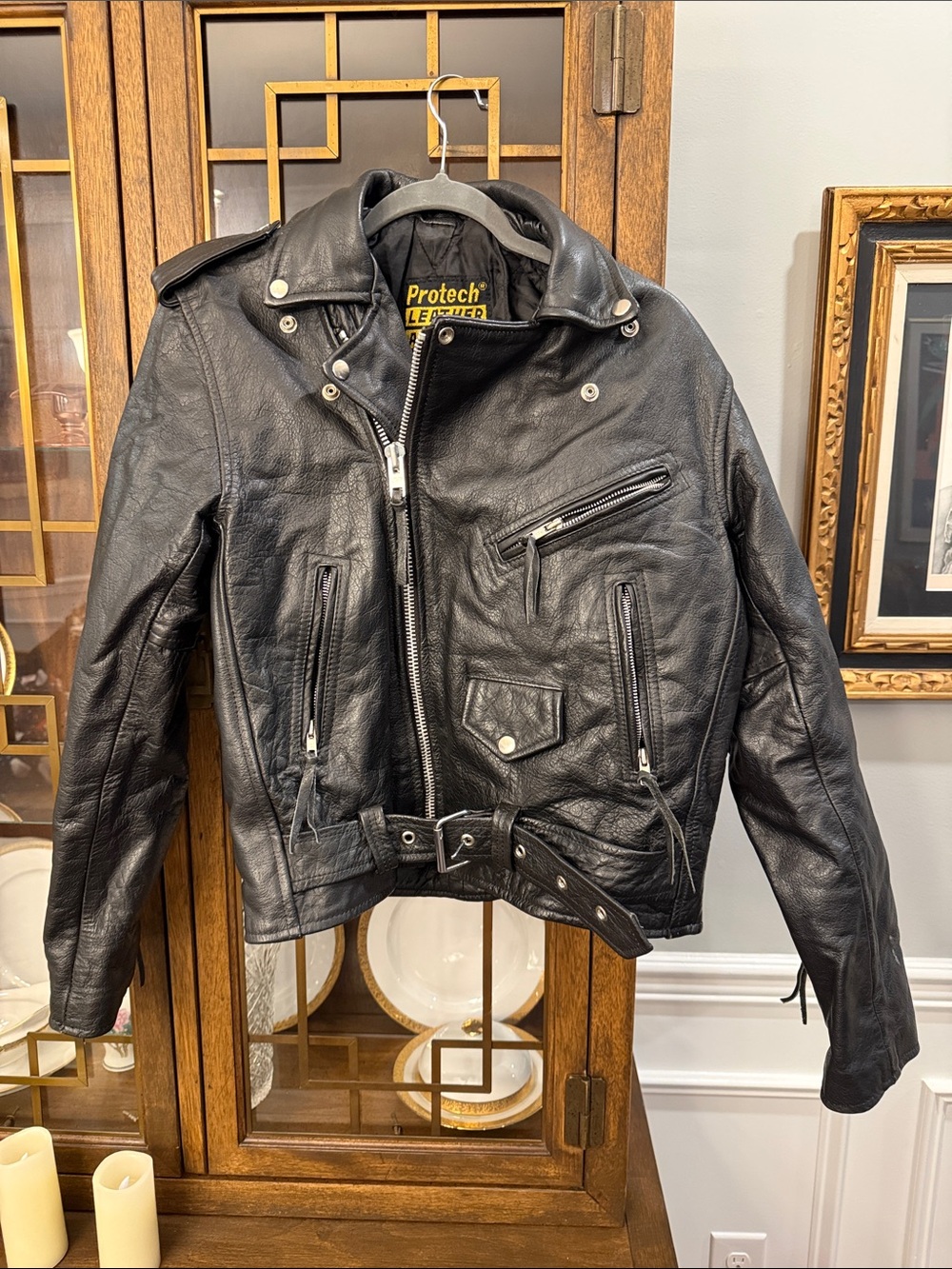Protech Leather Apparel Black Men's Biker Bomber Jacket